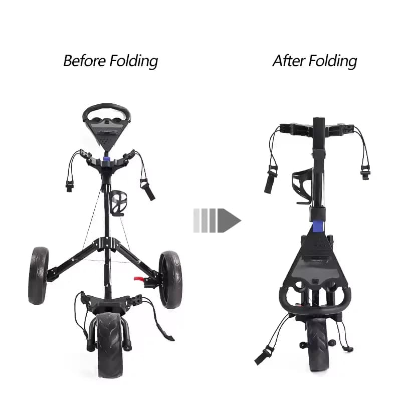 Chariot de golf pliable ultra-léger à 3 roues 2026 pour sac de golf, chariot de golf à pousser et à tirer à 3 roues, vente en gros