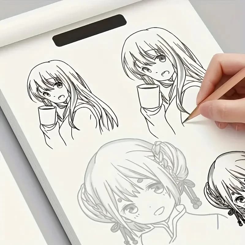 Livre de dessin au trait de personnages d'anime pour débutants – 48 pages de contours simples dessinés à la main pour le traçage et la pratique de la peinture