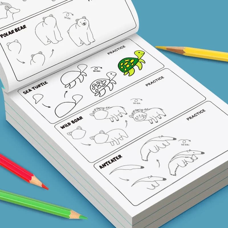 Livres de dessin pour enfants, apprenez étape par étape à dessiner tout ce qui vous plaît, tutoriel facile, cadeau créatif, ensemble d'art pour enfants