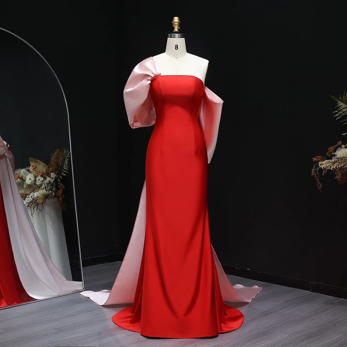 Sharon Said rouge et rose dubaï épaules dénudées robes de soirée avec sirène pour les femmes robe fo