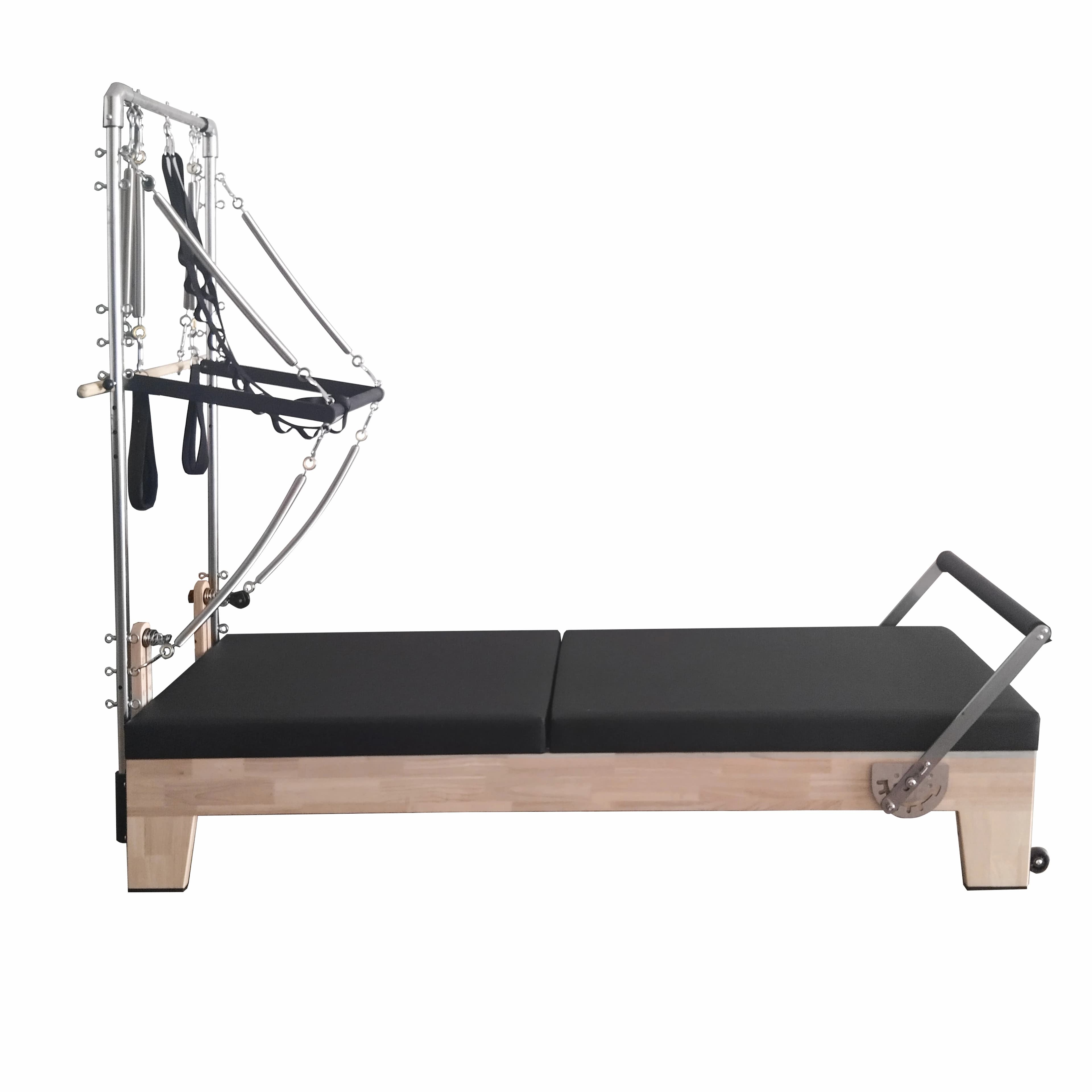 Réformateur Pilates avec tour en bois, Version double tapis comprenant une boîte assise, planche à s