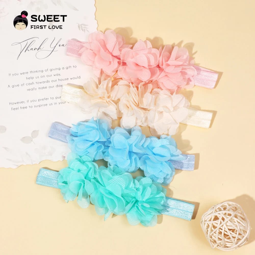 Bandeau artificiel astique en Mousseline de Soie Solide pour Bébé, Accessoire de Princesse pour Nouveau-né, Fille et Garçon