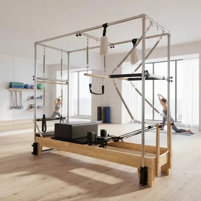 Machine de Pilates Reformer 3-en-1 pour Exercices Corporels et Yoga, Système d'Entraînement Portable et Réglable avec Tour de Pilates