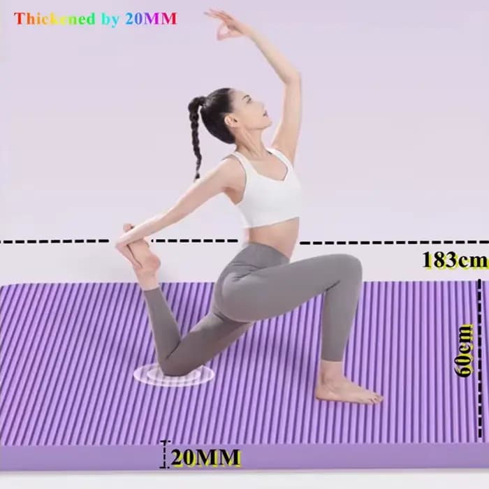 183 cm × 60 cm × 2 cm Tapis de gymnastique Yoga Pilates et tapis de fitness Tapis de gymnastique épais Exercice et sport Isolation phonique Amortissement des vibrations Élargir
