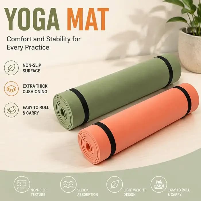 Tapis de yoga antidérapant 180x50cm, épais et portable, pour exercices de fitness, yoga et gymnastique