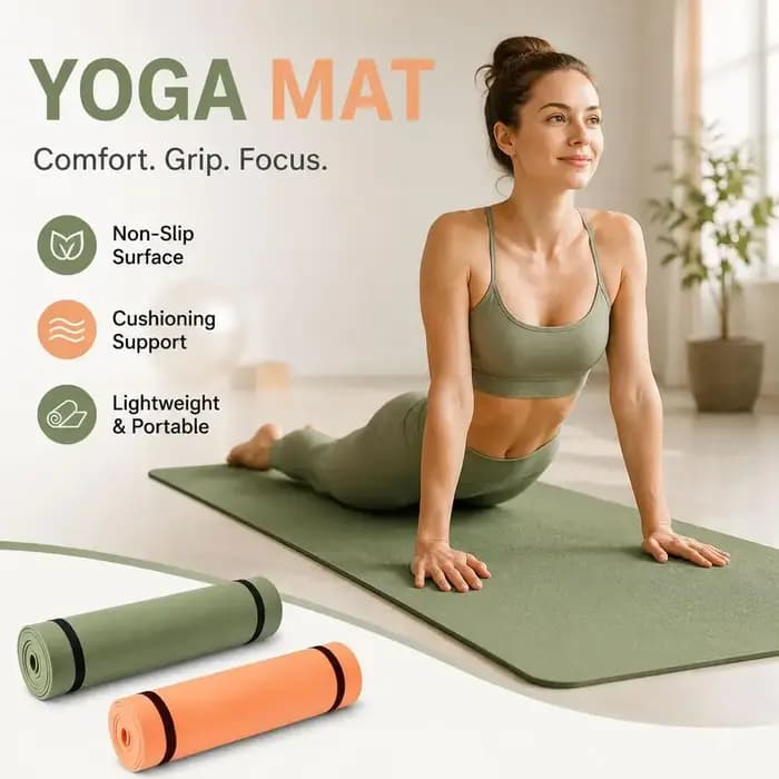 Tapis de yoga et de pilates antidérapant 180x50cm, épais, portable, pour exercices de fitness, yoga et gymnastique