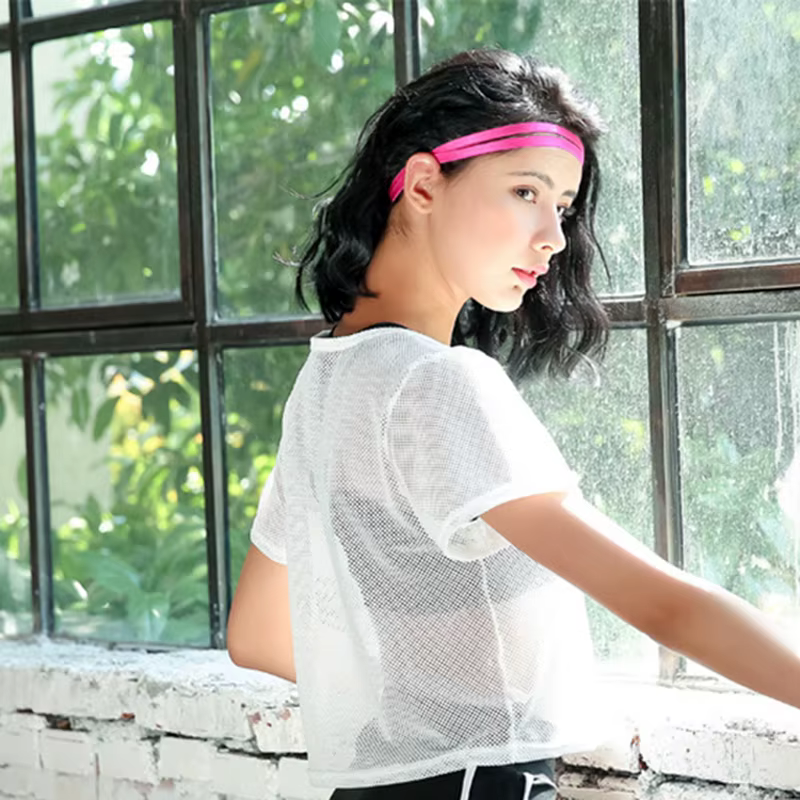 Chemise de yoga en maille pour femmes, t-shirt sexy à manches courtes, haut de sport, chemisier Cove