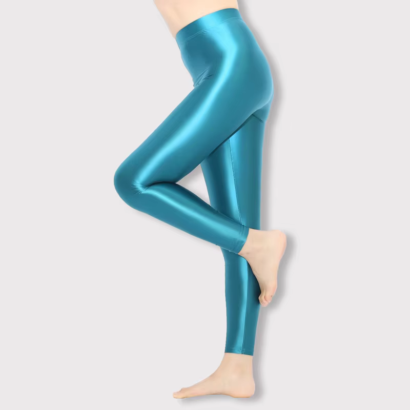 Pantalons de yoga de sport collants opaques lisses en satin collants brillants bas de soie sexy legg