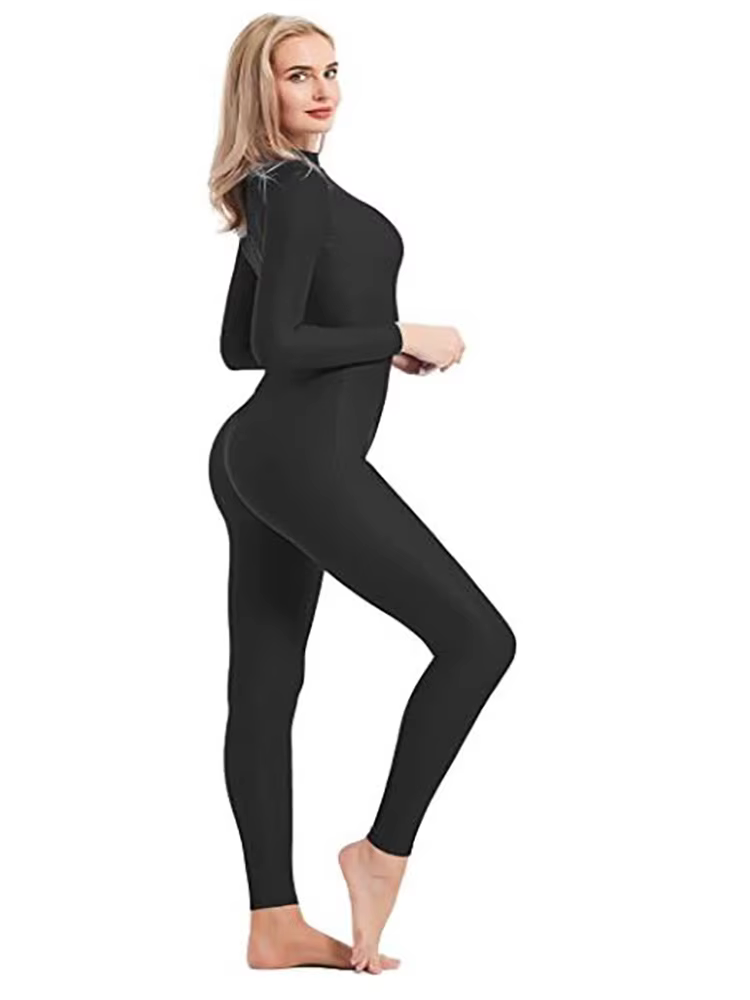 Speerise-Unitard de Yoga à Manches sulfpour Femme, Combinaison de Batterie, Catsuit Unisexe, Col Hau