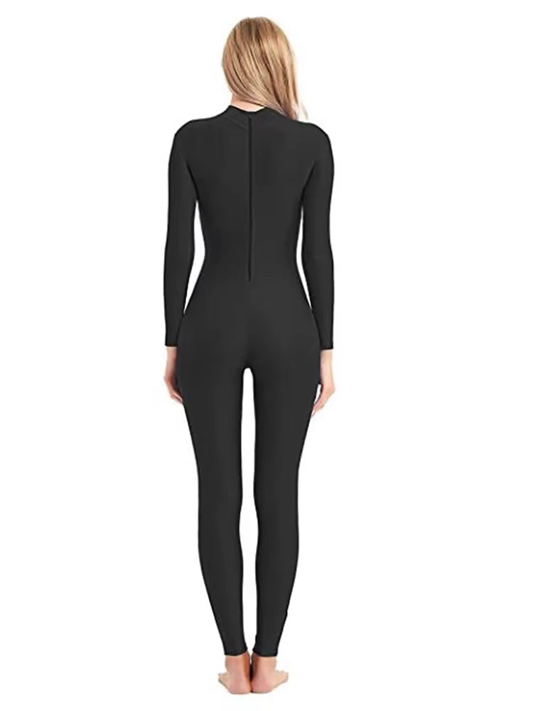 Speerise-Unitard de Yoga à Manches sulfpour Femme, Combinaison de Batterie, Catsuit Unisexe, Col Hau