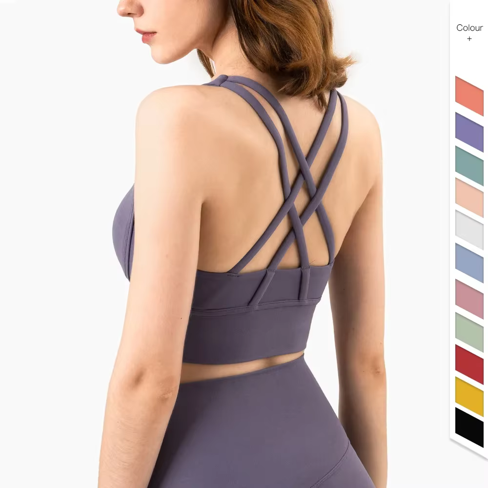 Mode d'été dos croisé femmes Sport soutiens-gorge Fitness débardeur respirant femmes dessus de Yoga