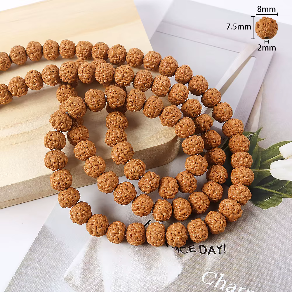 Rudraksha Mala naturel 8/9/10/11/12/14mm, perles bouddhistes de méditation de prière pour collier, B