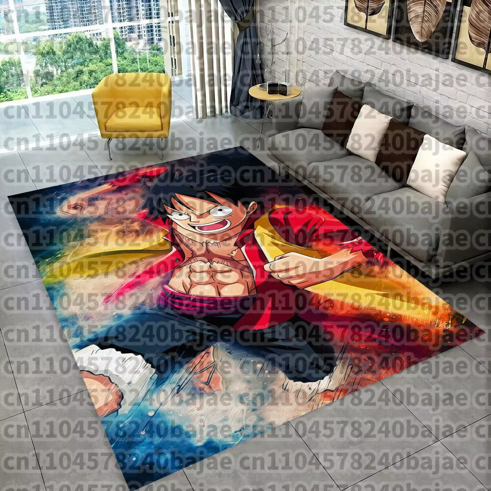 Tapis de dessin animé 3D One Piece pour salle de jeux, chambre à coucher, salon, canapé, décoration