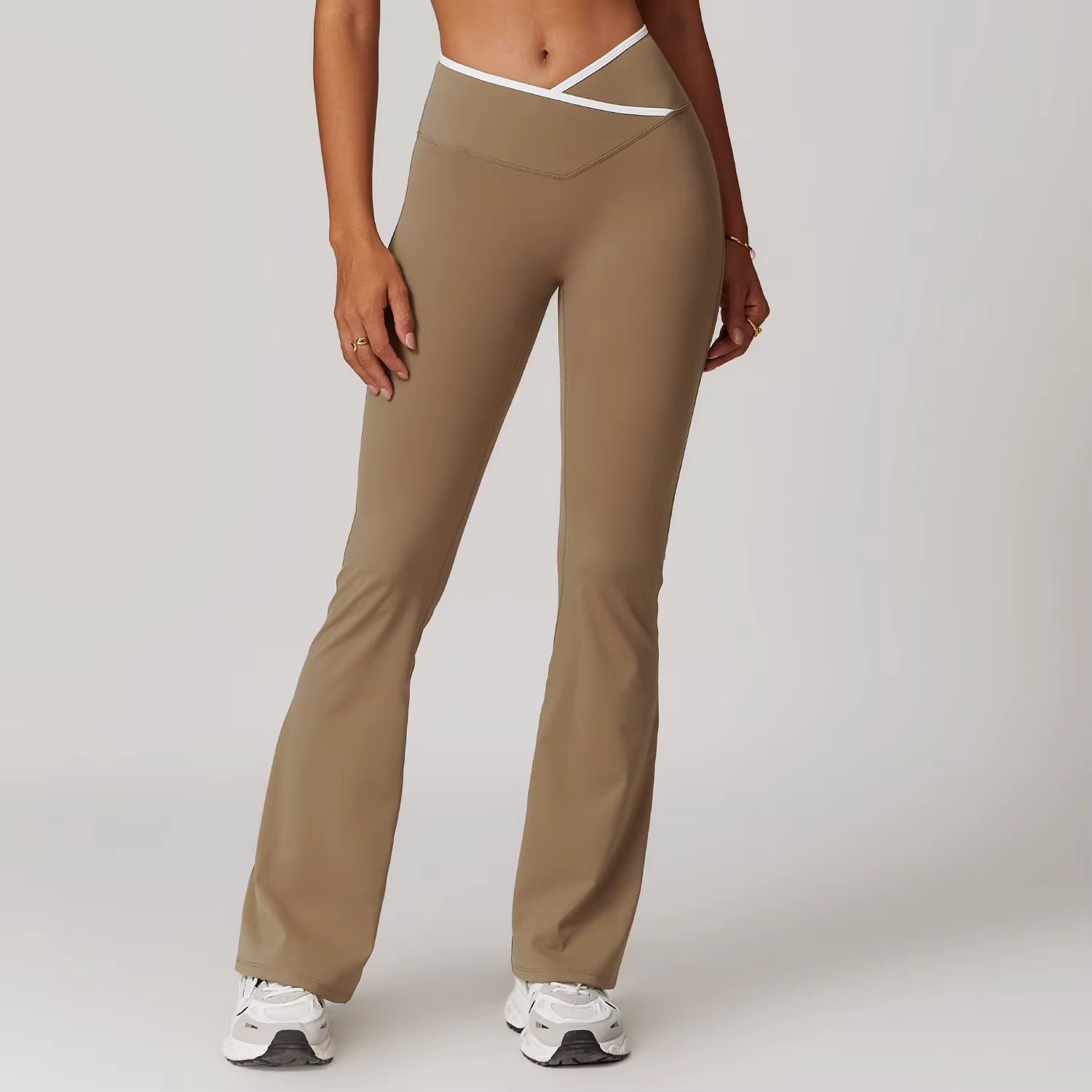 Leggings de yoga évasés pour femmes, pantalons de fitness taille haute, collants de yoga à cloche, p