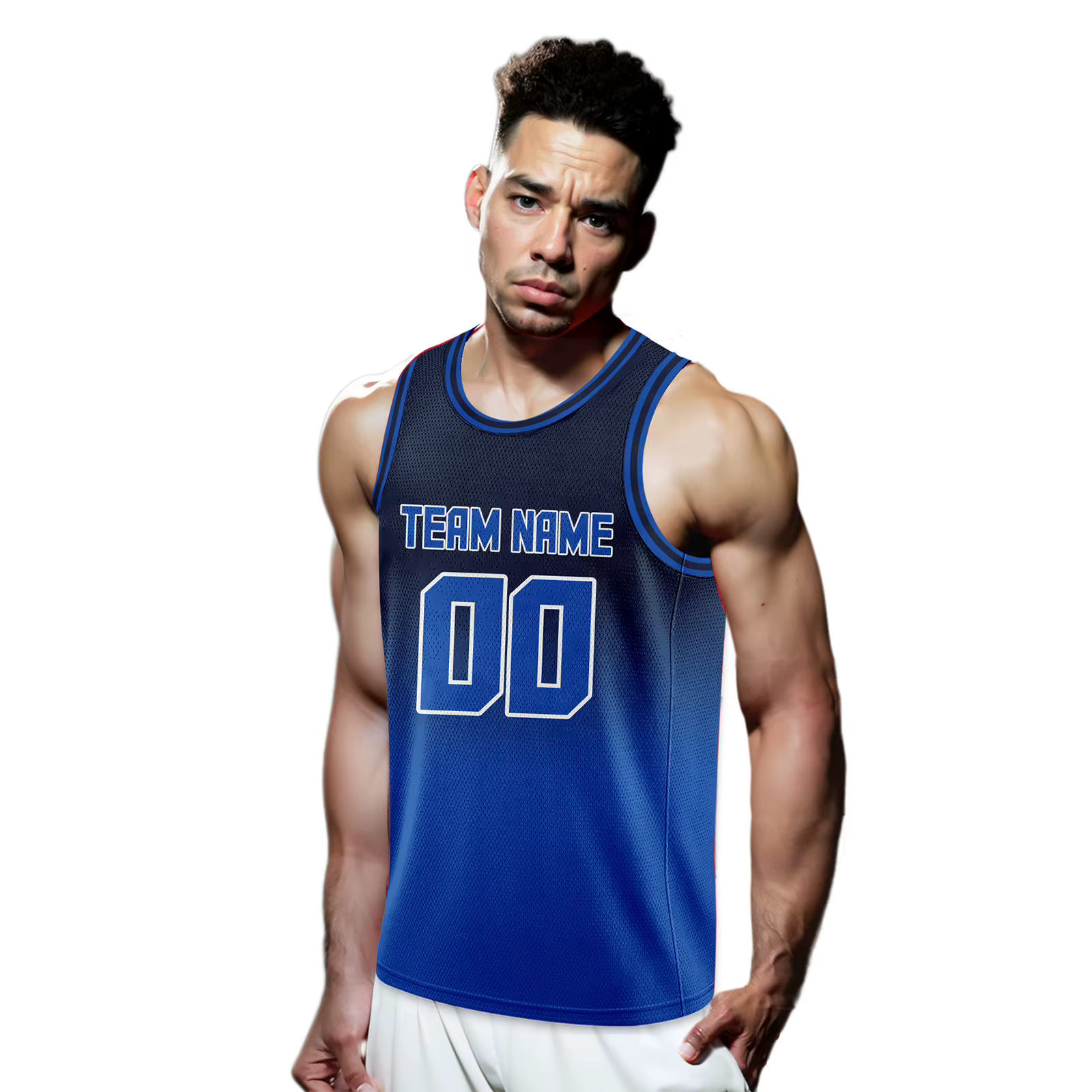 Maillot de Basket-ball Personnalisé Bleu Dégradé, Imprimé avec Nom, Numéro, Logo, Chemise d'Équipe p