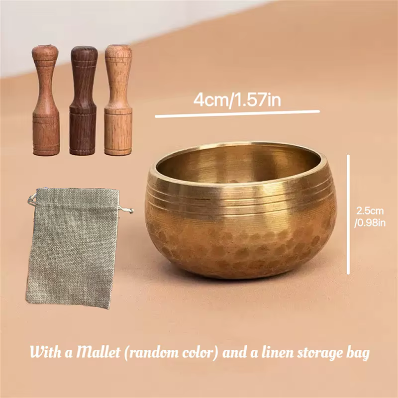 Mini bol chantant tibétain en laiton fait à la main, bol de méditation de Yoga pour la guérison sono