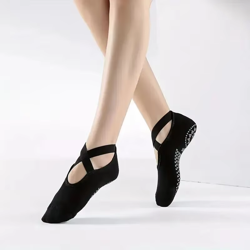 Chaussettes antidérapantes pour femmes, chaussettes de yoga Pilates antidérapantes, chaussettes anti