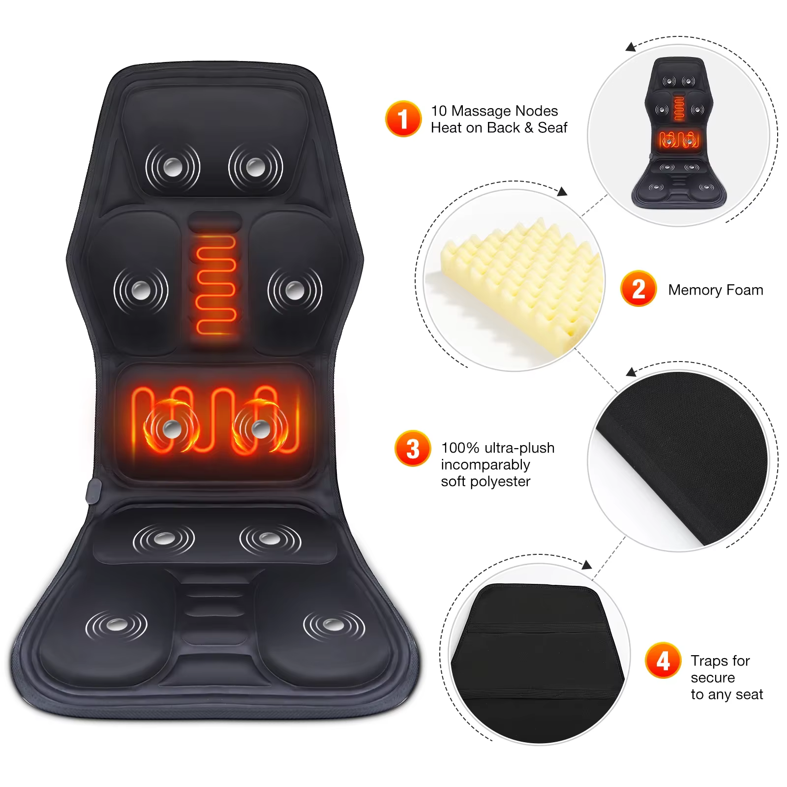 Masseur de dos électrique infrarouge, chaise de Massage complète du corps, coussin chauffant, vibrat