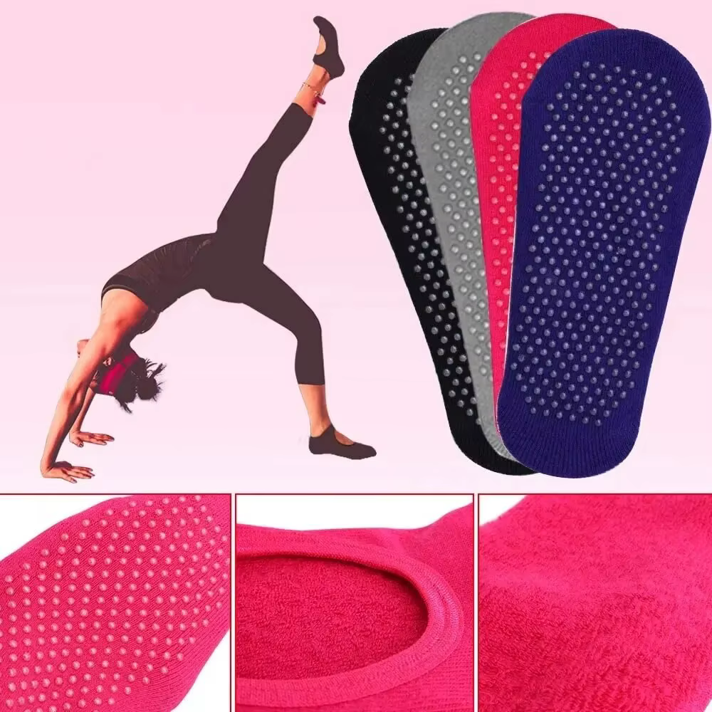Chaussettes de Yoga antidérapantes, dos nu, en coton, pour femmes, Sport, Pilates, pantoufles de dan