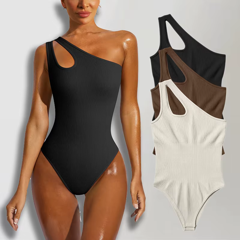 Body sans couture pour femmes, haut de contrôle du ventre, découpe, sans manches, string sculptant, 