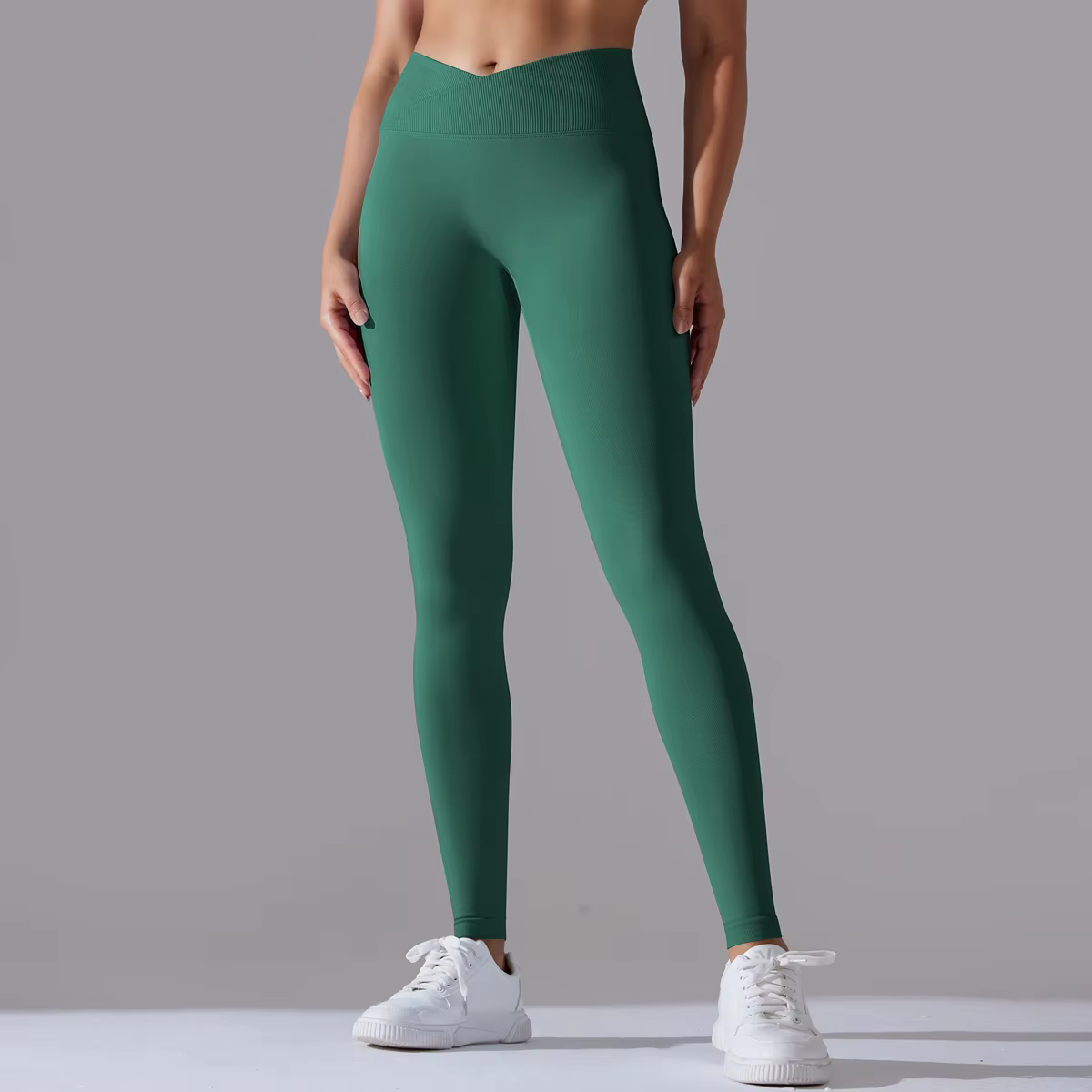 Taille croisée femmes Yoga Leggings hanches levage Gym Leggings sans couture Sport pantalon taille h