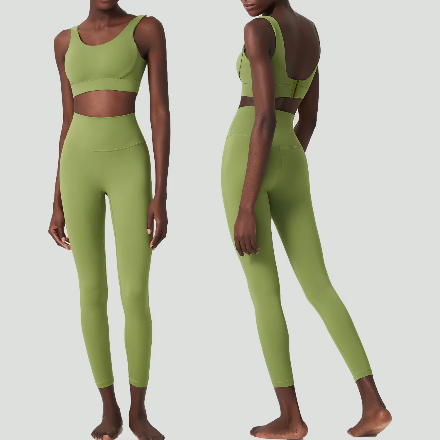 Ensemble de Yoga et Fitness pour femmes, couleur unie, doux, combinaison de gymnastique, respirant,