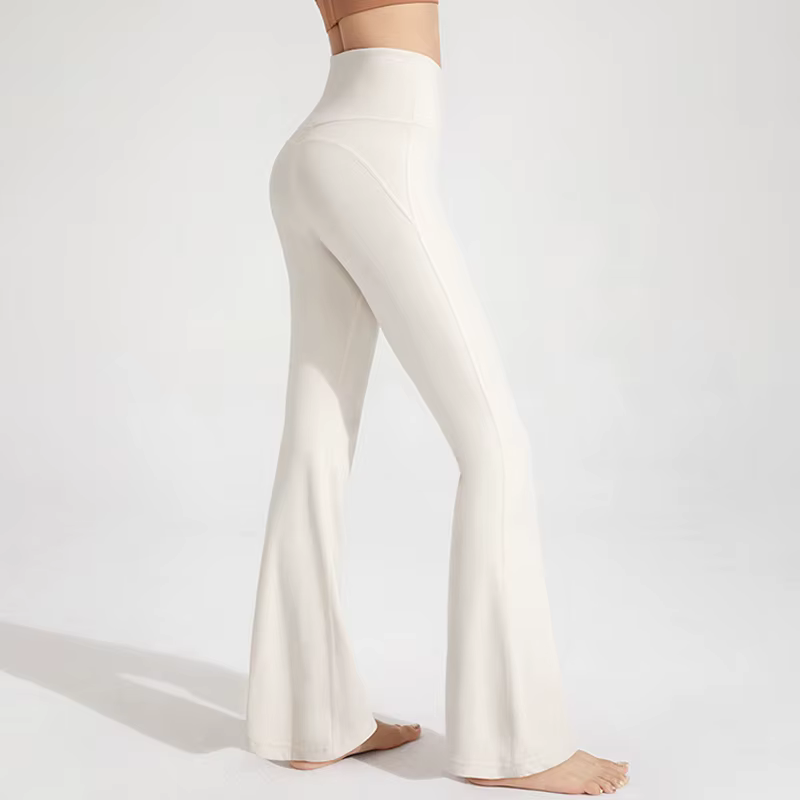 Pantalon de yoga taille haute nu pour femme, pantalon de levage de la hanche, cloche élastique, exer