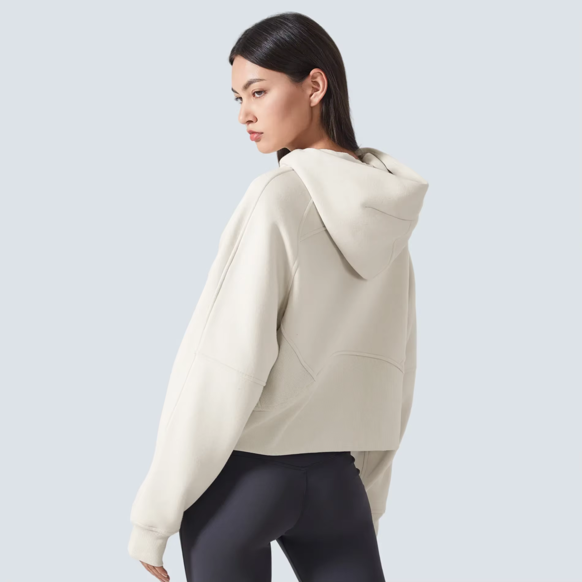 Sweats à capuche demi-zip Smile pour femmes, sweat-shirt chaud, veste de sport avec trou pour les po