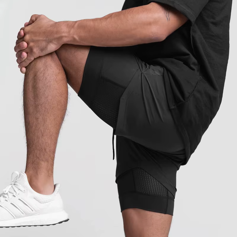 Short de sport respirant à double couche, 2 en 1, pour homme, tenue de gym, fitness, musculation, en