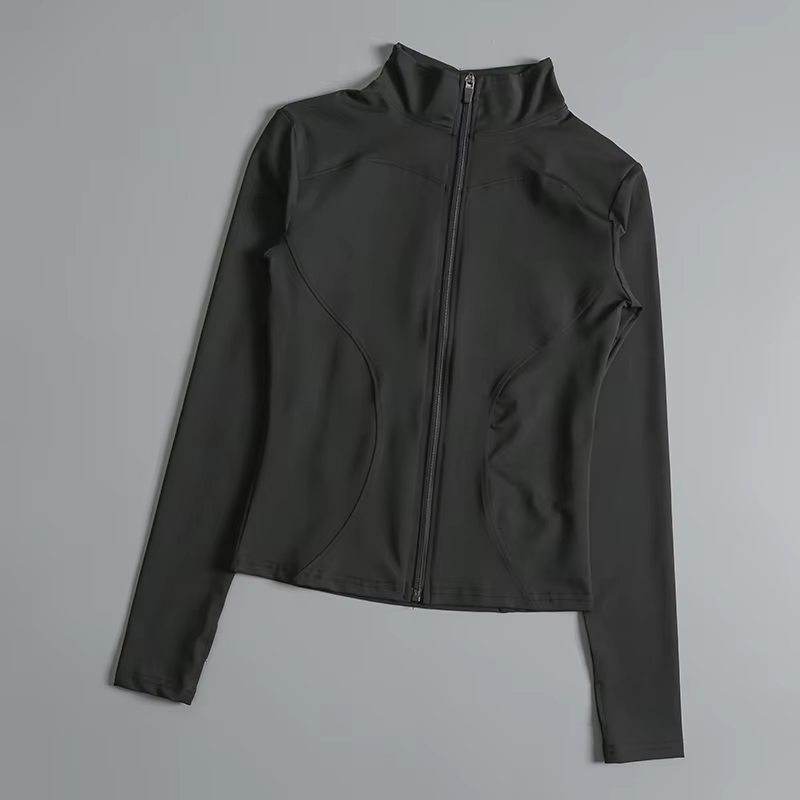 Femmes Zip Fitness Yoga chemise à manches longues veste de sport haut de sport vêtements de sport ma