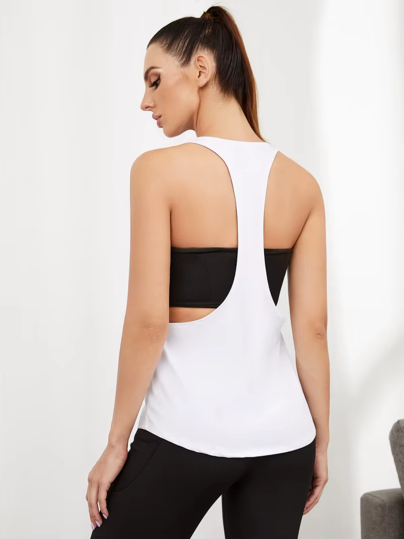 Yoga Fitness gilet creux couleur unie sport Blouse femmes été maison décontracté couleur unie sans m