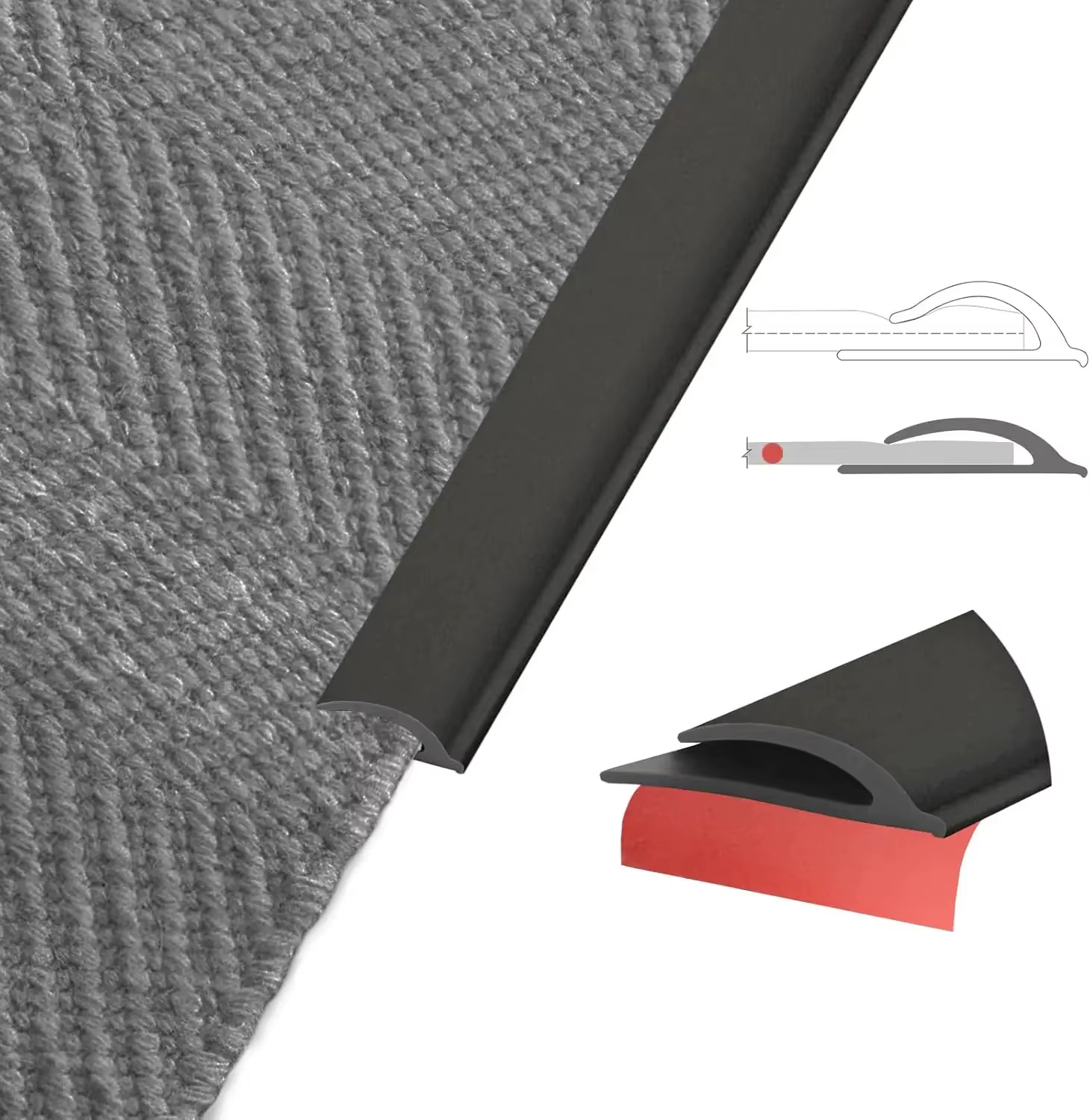 1 pièce 1/3 mètre Bande de finition de tapis en PVC, flexible, découpable, pour transition de sol, é