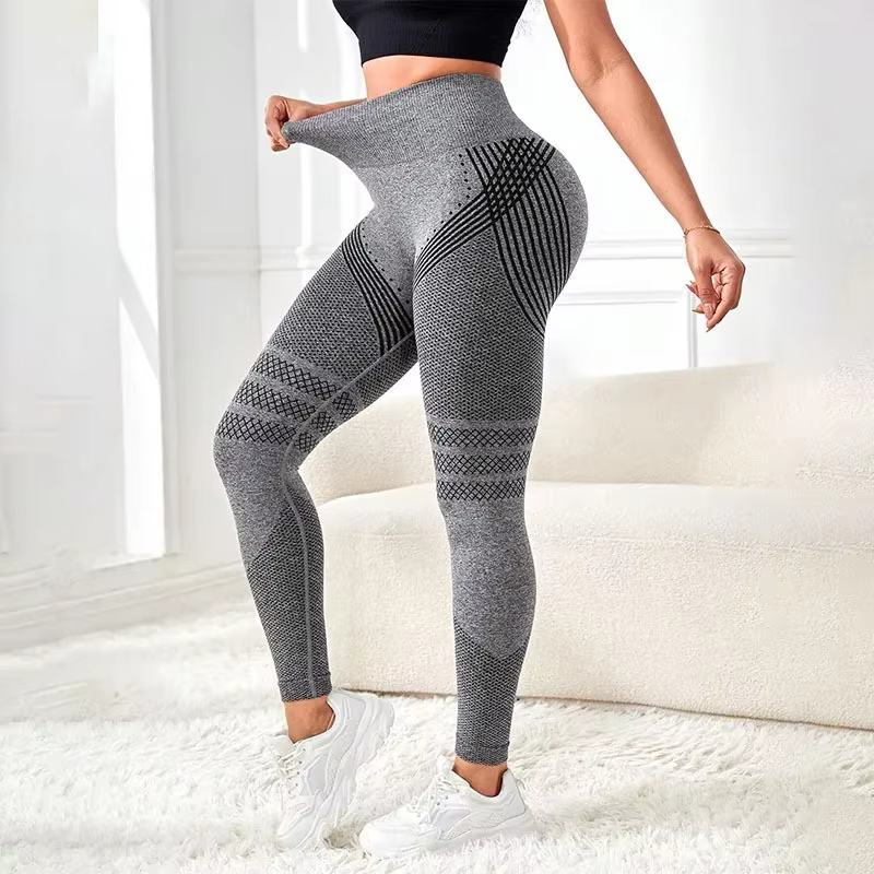 Leggings en tricot sans couture pour femmes, collants élastiques taille haute, entraînement de gymna