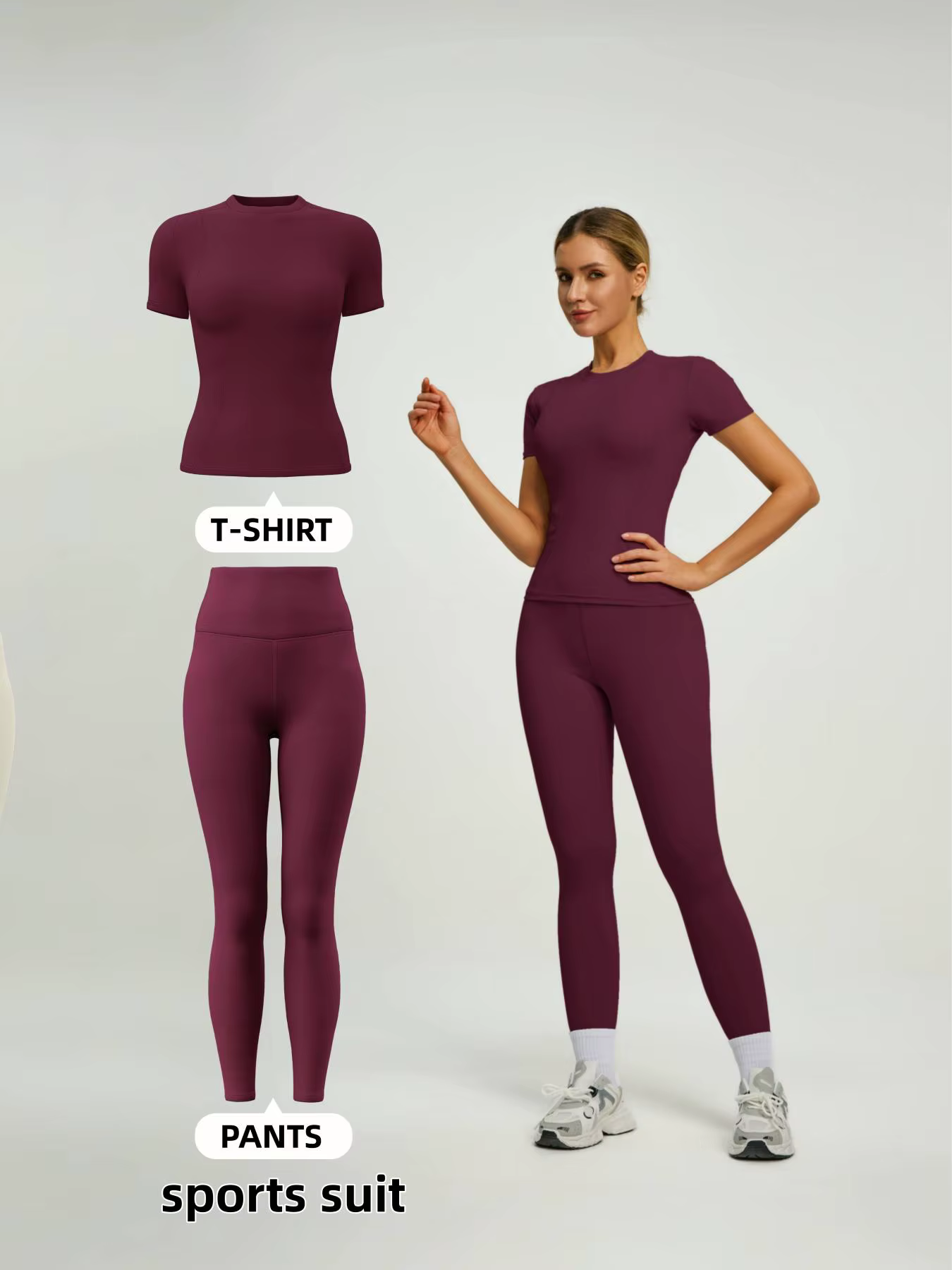 Ensemble sportif à manches courtes pour femmes, ensemble pantalon de Yoga et T-Shirt taille haute, i