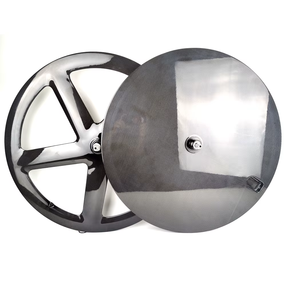 Roues de vélo de piste 700C entièrement en carbone, jantes avant 51 mm de profondeur à cinq rayons,