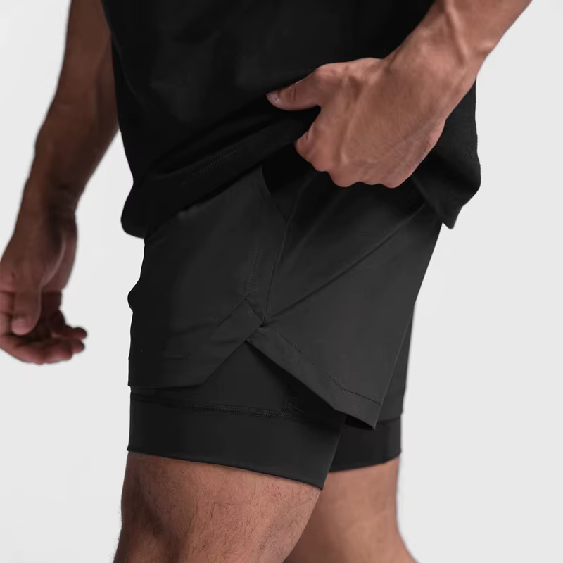 Short de sport respirant à double couche, 2 en 1, pour homme, tenue de gym, fitness, musculation, en