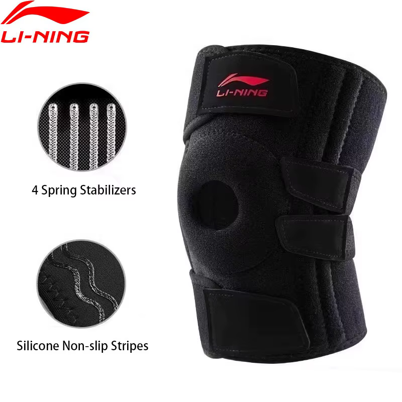 (1 pièce) genouillère Li-ning avec coussinet de Gel rotulien et 4 stabilisateurs à ressort doublure 