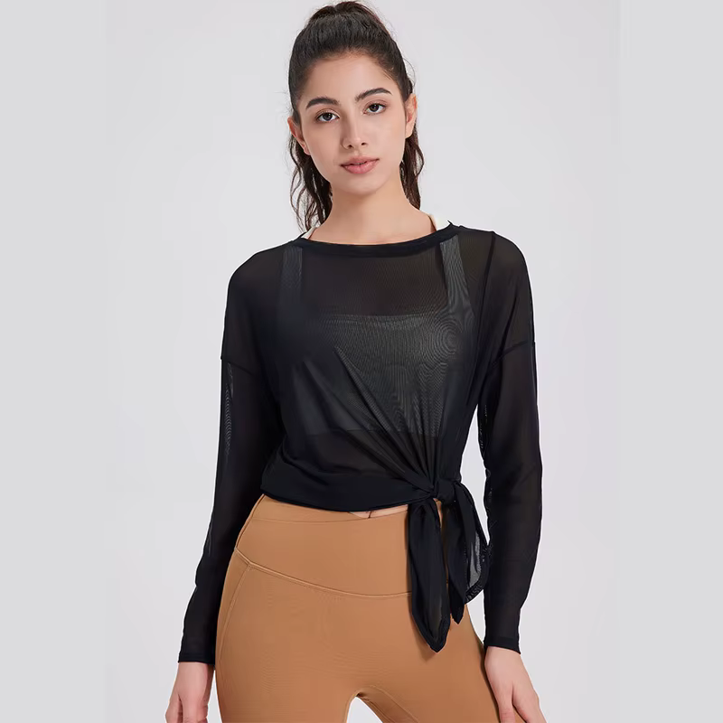 Chemise de yoga à manches longues pour femmes, chemisier de course en plein air, haut de gym respira