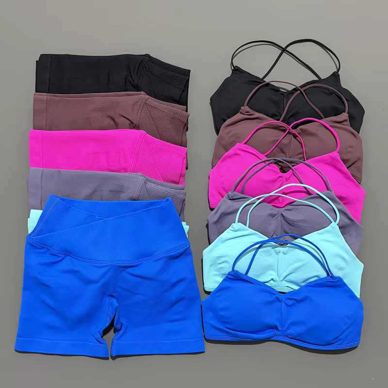 2 pièces Vision ensemble de gymnastique femmes Yoga haut court taille haute Scrunch sans couture Sho