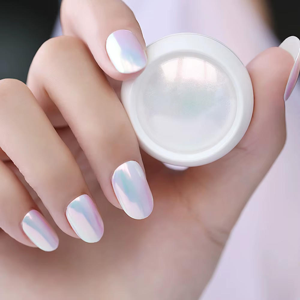 Poudre à ongles effet perle, 1 pot, miroir aurore chromé, sirène, poudre d'art pour ongles, arc-en-c