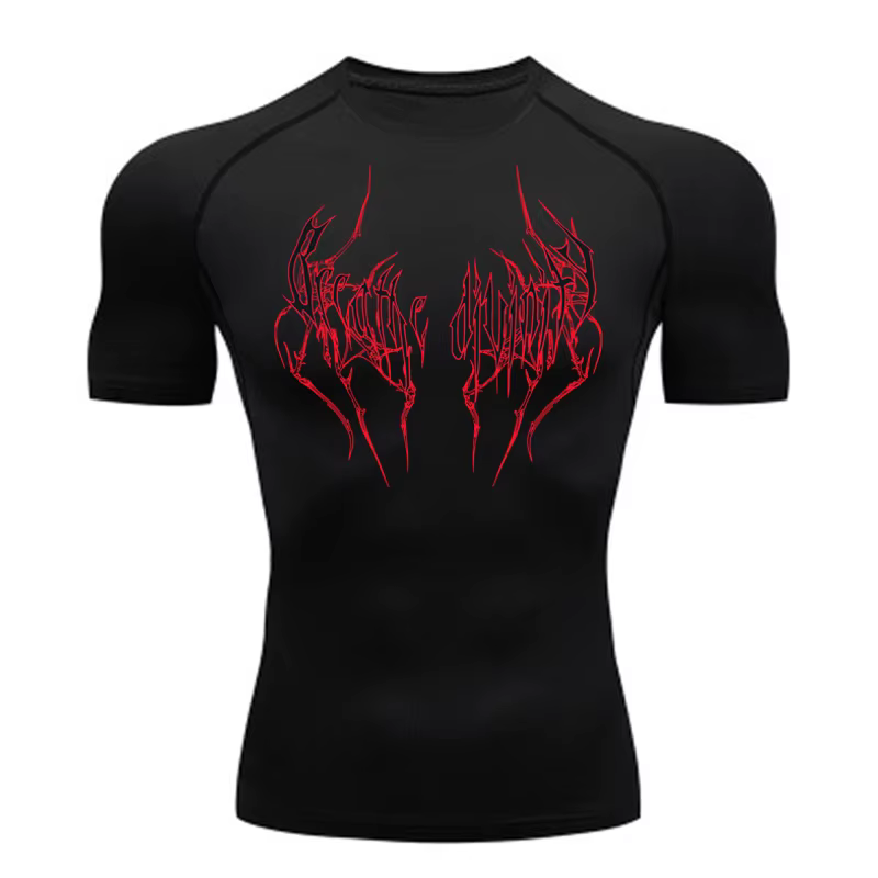 T-Shirt de course à manches courtes pour hommes, chemise de Compression, haut de sport, noir, séchag