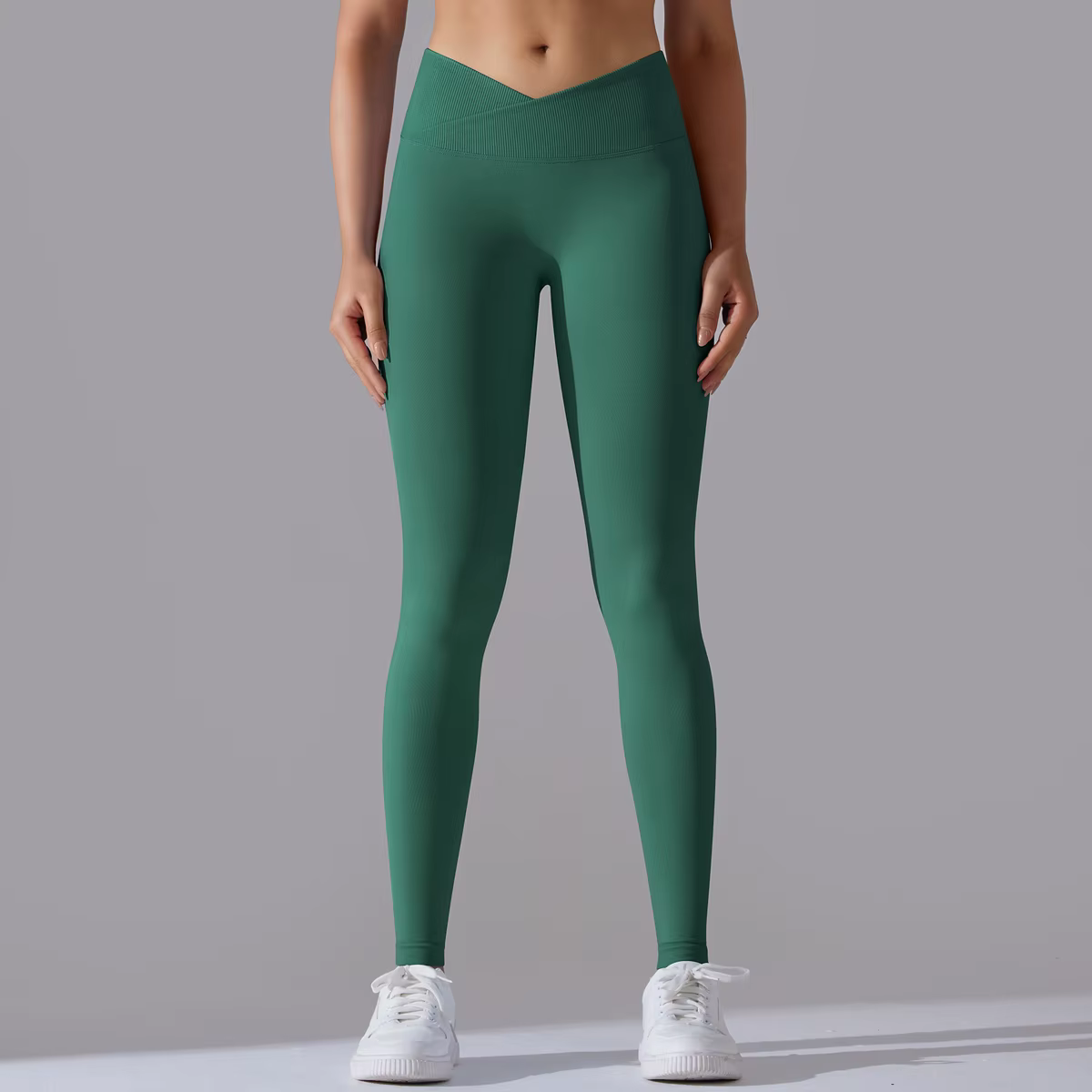 Taille croisée femmes Yoga Leggings hanches levage Gym Leggings sans couture Sport pantalon taille h
