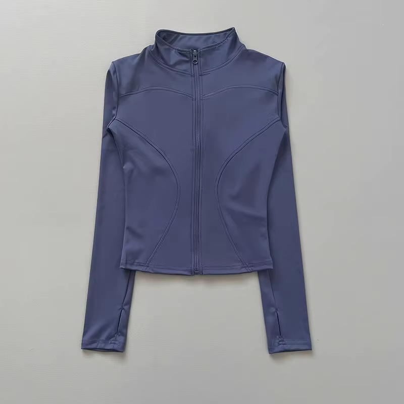 Veste d'entraînement pour femmes, extensible, ajustée, fermeture éclair sur le devant, manches longu