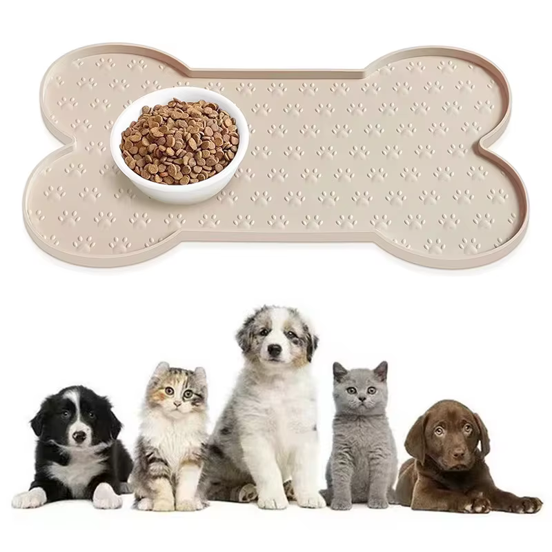 Tapis pour nourriture pour chien, tapis antidérapant en silicone pour bol de chien, tapis épais pour