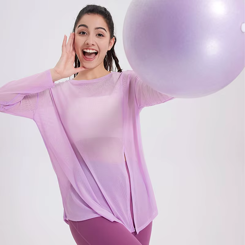 Chemise de yoga à manches longues pour femmes, chemisier de course en plein air, haut de gym respira