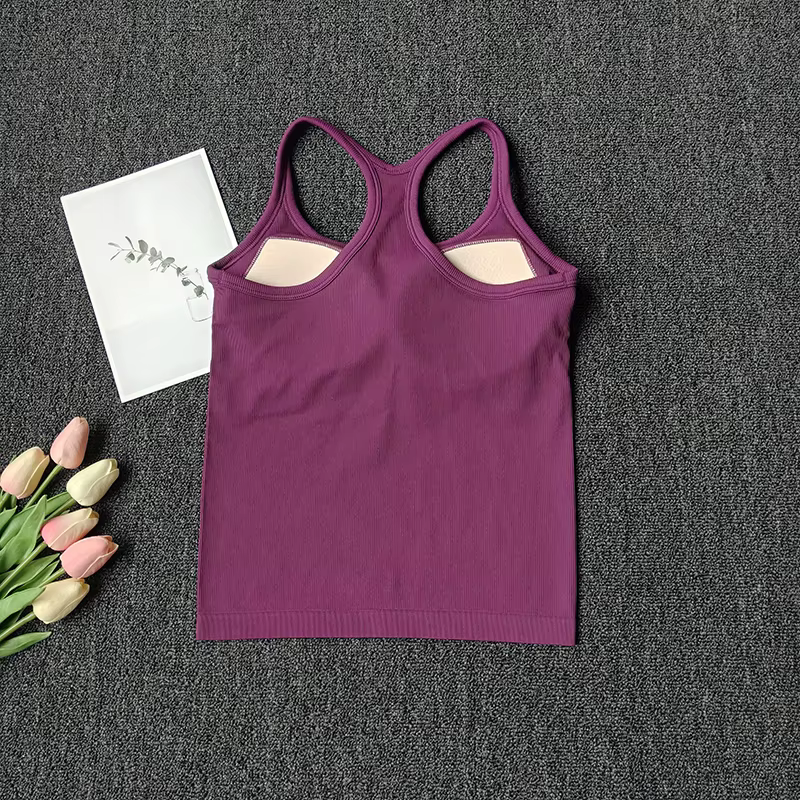 Débardeur de Yoga côtelé sans manches pour femmes, débardeur de gymnastique, Push Up, gilet de Sport