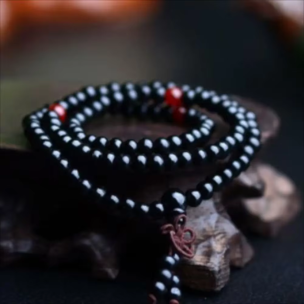 Bracelet Mala bouddhiste en bois de santal pour hommes et femmes, perle de prière vintage, méditatio