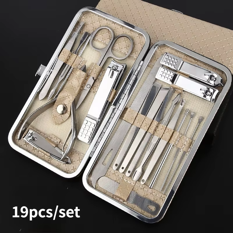 Kit de manucure 19 en 1, coupe-ongles, kit de pédicure, kit d'outils de manucure, kit de soin du vis