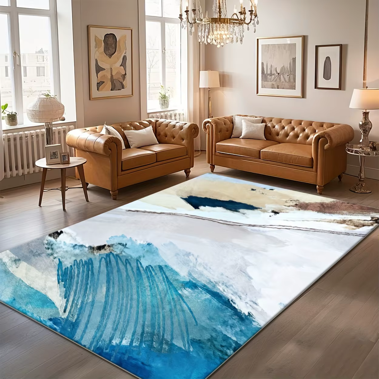 Grand tapis rectangulaire lavable, durable et résistant aux taches, idéal pour les entrées et couloi