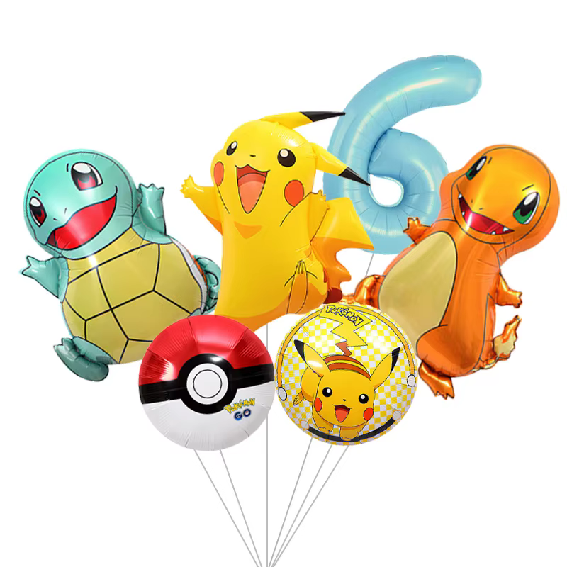 Ballons en aluminium à hélium pour fête d'anniversaire Pokemon, ballons Pikachu pour enfants, fourni